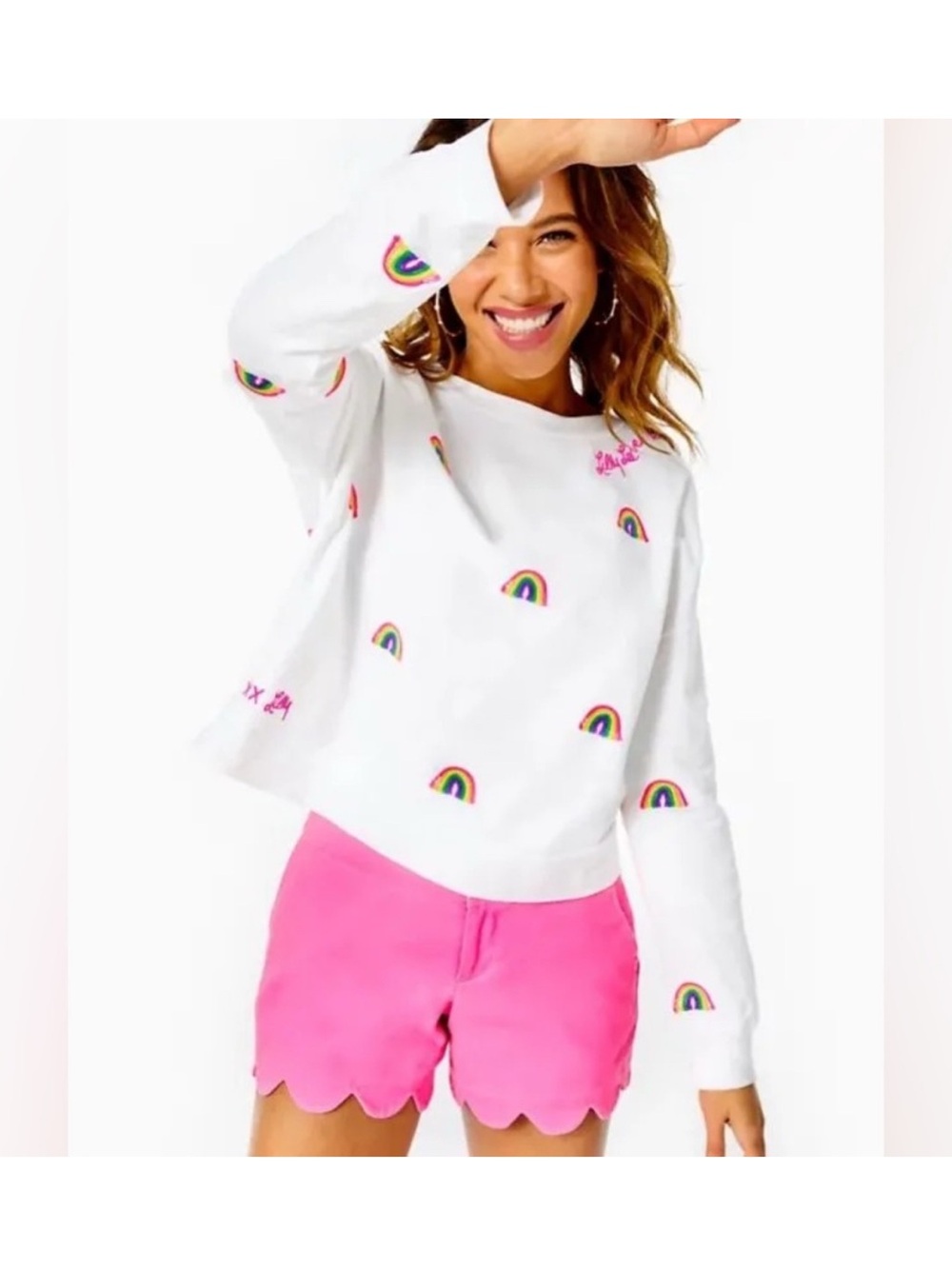 Lilly Pulitzer Sheridan Sweatshirt with Rainbows